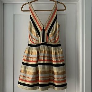 J. Crew Collection Metallic Gold Striped Flare Dress Sz. 2